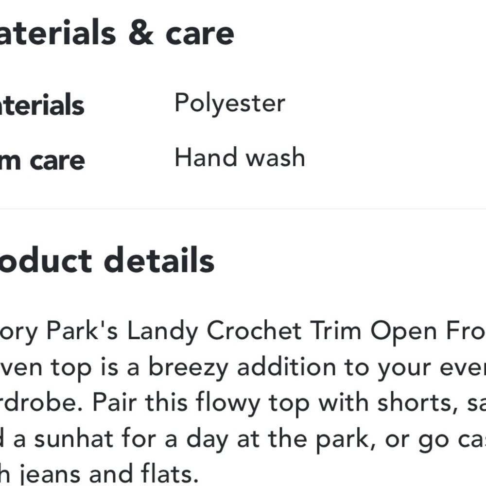 Emory Park Landy Crochet Trim Open Front Woven Top - Picture 7 of 7